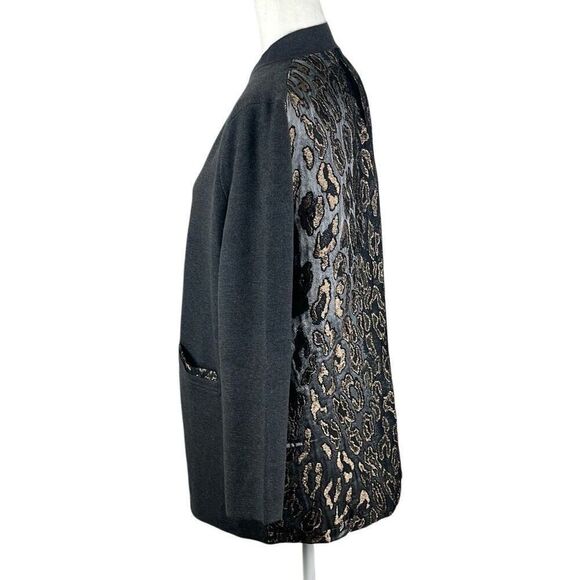 NWT Chico’s Animal Woven Back Cardigan Sweater M Petite - Picture 1 of 9